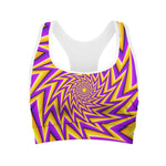 Yellow Big Bang Moving Optical Illusion Women's Sports Bra
