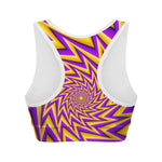 Yellow Big Bang Moving Optical Illusion Women's Sports Bra