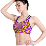 Yellow Big Bang Moving Optical Illusion Women's Sports Bra
