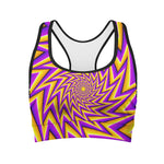 Yellow Big Bang Moving Optical Illusion Women's Sports Bra