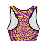 Yellow Big Bang Moving Optical Illusion Women's Sports Bra