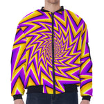 Yellow Big Bang Moving Optical Illusion Zip Sleeve Bomber Jacket