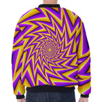 Yellow Big Bang Moving Optical Illusion Zip Sleeve Bomber Jacket