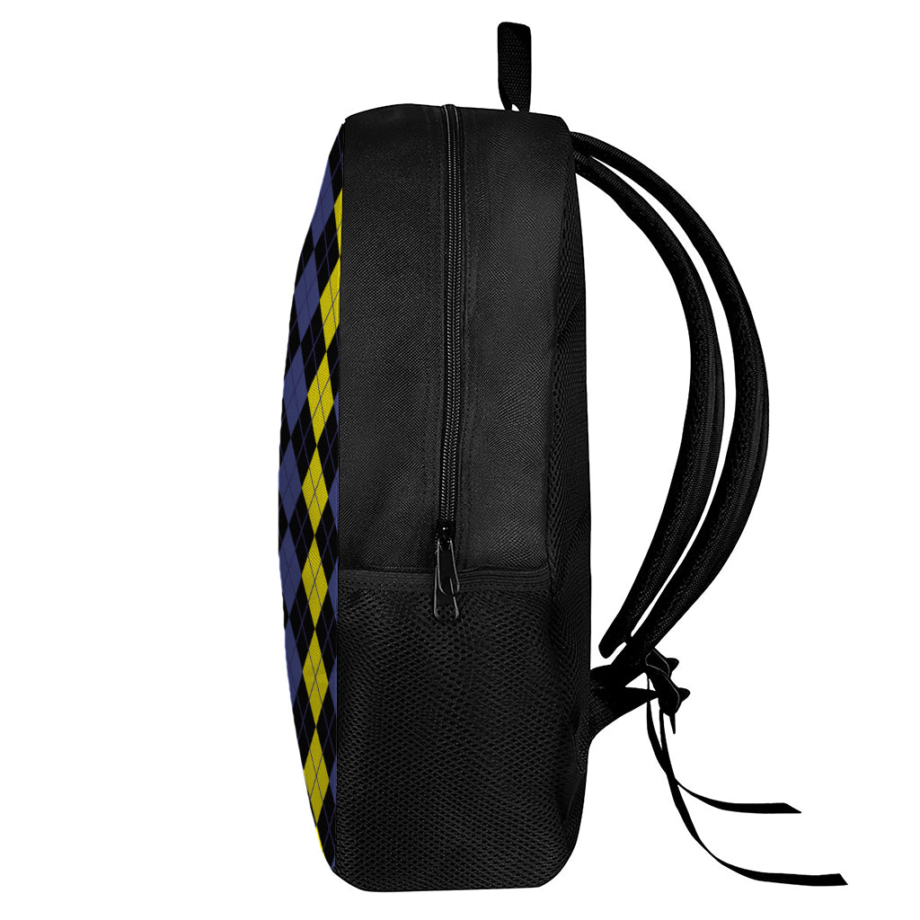 Yellow Black And Blue Argyle Print 17 Inch Backpack