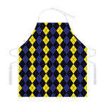 Yellow Black And Blue Argyle Print Adjustable Apron