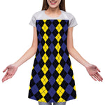 Yellow Black And Blue Argyle Print Adjustable Apron
