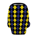 Yellow Black And Blue Argyle Print Baby Seat Cover