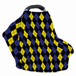 Yellow Black And Blue Argyle Print Baby Seat Cover