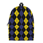 Yellow Black And Blue Argyle Print Backpack
