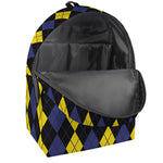 Yellow Black And Blue Argyle Print Backpack