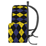 Yellow Black And Blue Argyle Print Backpack