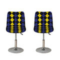 Yellow Black And Blue Argyle Print Bar Stool Covers