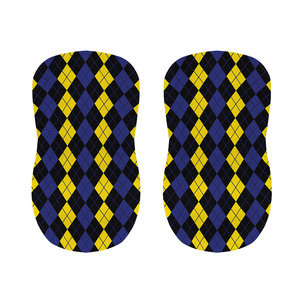Yellow Black And Blue Argyle Print Bar Stool Covers