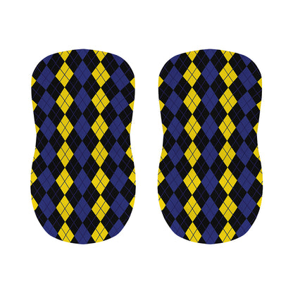 Yellow Black And Blue Argyle Print Bar Stool Covers