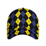 Yellow Black And Blue Argyle Print Baseball Cap