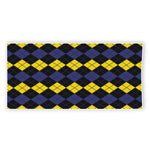 Yellow Black And Blue Argyle Print Beach Towel