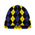 Yellow Black And Blue Argyle Print Beanie