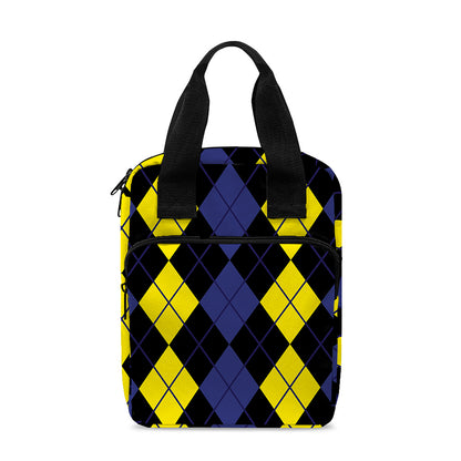 Yellow Black And Blue Argyle Print Bible Tote Bag