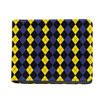 Yellow Black And Blue Argyle Print Bifold Wallet
