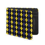 Yellow Black And Blue Argyle Print Bifold Wallet
