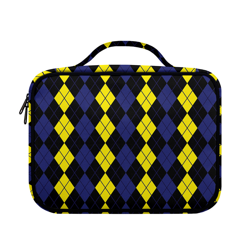 Yellow Black And Blue Argyle Print Briefcase Bible Bag