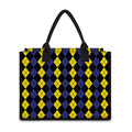 Yellow Black And Blue Argyle Print Canvas Tote Bag
