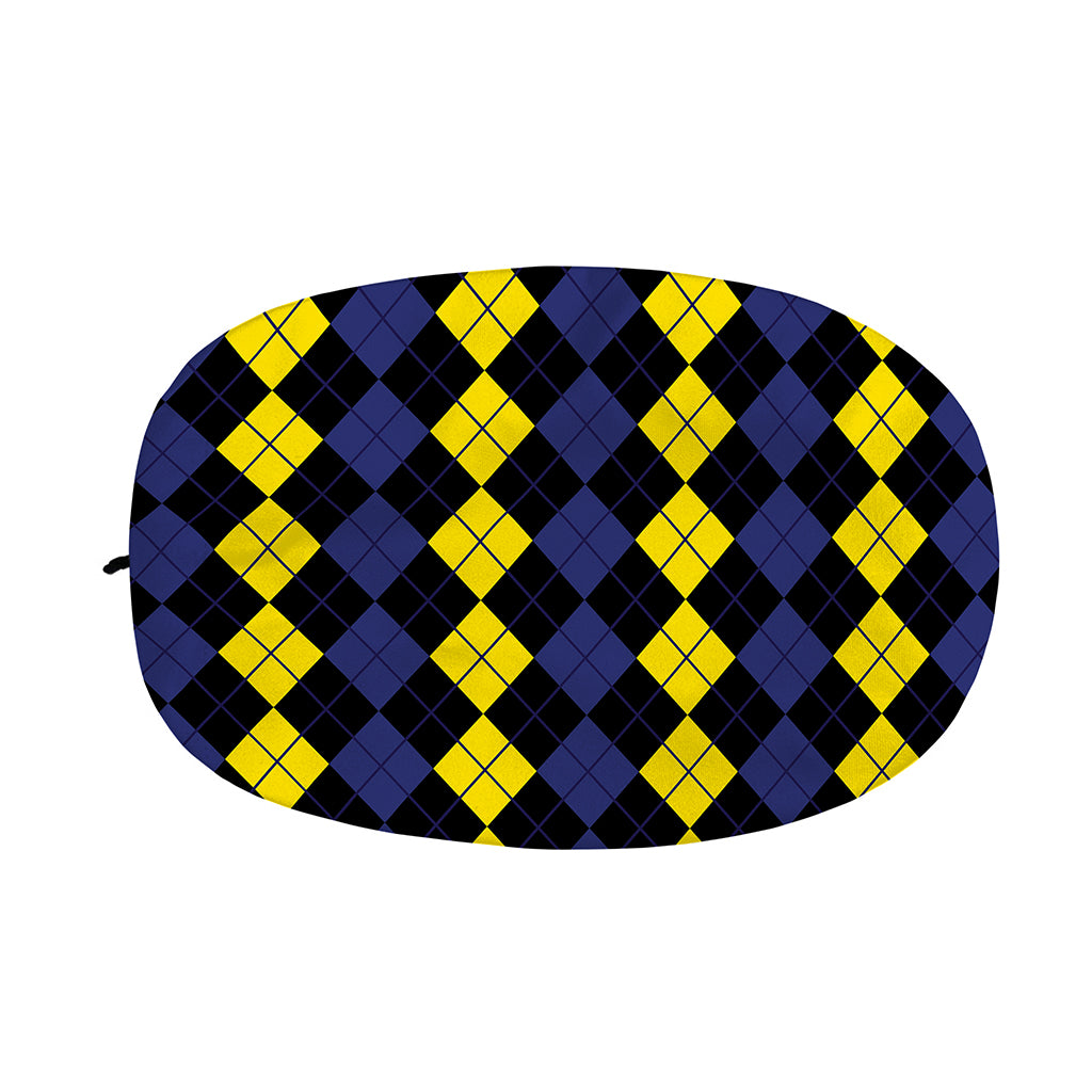 Yellow Black And Blue Argyle Print Car Side Mirror Covers