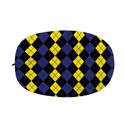 Yellow Black And Blue Argyle Print Car Side Mirror Covers