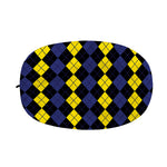 Yellow Black And Blue Argyle Print Car Side Mirror Covers