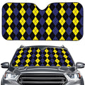 Yellow Black And Blue Argyle Print Car Windshield Sun Shade