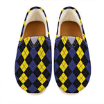 Yellow Black And Blue Argyle Print Casual Shoes