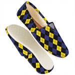 Yellow Black And Blue Argyle Print Casual Shoes