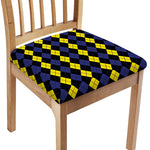 Yellow Black And Blue Argyle Print Chair Cushion Cover