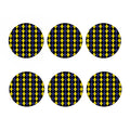 Yellow Black And Blue Argyle Print Coaster Set