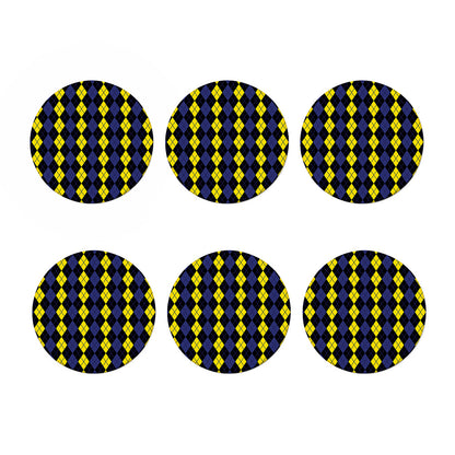 Yellow Black And Blue Argyle Print Coaster Set