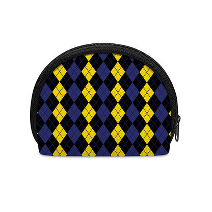 Yellow Black And Blue Argyle Print Coin Purse