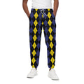 Yellow Black And Blue Argyle Print Cotton Sweatpants