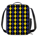 Yellow Black And Blue Argyle Print Crossbody Lunch Bag