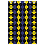 Yellow Black And Blue Argyle Print Curtain