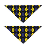 Yellow Black And Blue Argyle Print Dog Bandana