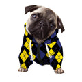 Yellow Black And Blue Argyle Print Dog Zip Up Hoodie