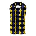 Yellow Black And Blue Argyle Print Double Neoprene Wine Tote