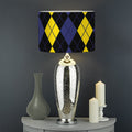 Yellow Black And Blue Argyle Print Drum Lamp Shade