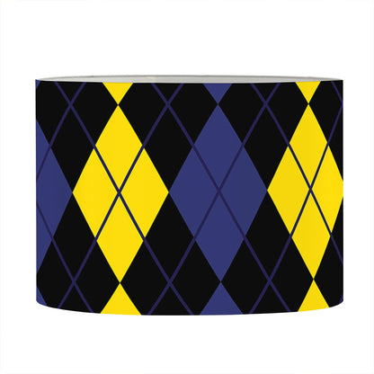 Yellow Black And Blue Argyle Print Drum Lamp Shade
