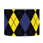 Yellow Black And Blue Argyle Print Drum Lamp Shade