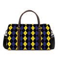 Yellow Black And Blue Argyle Print Duffel Bag