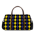 Yellow Black And Blue Argyle Print Duffle Bag