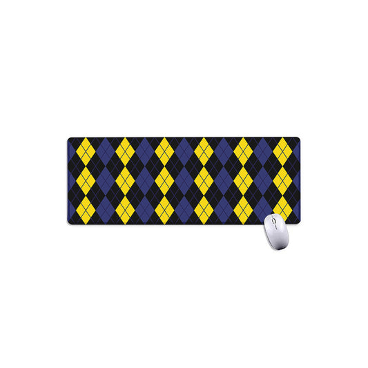 Yellow Black And Blue Argyle Print Extended Mouse Pad