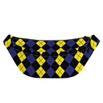 Yellow Black And Blue Argyle Print Fanny Pack