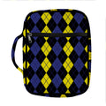 Yellow Black And Blue Argyle Print Front Pocket Bible Bag